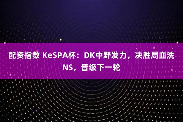配资指数 KeSPA杯：DK中野发力，决胜局血洗NS，晋级下一轮